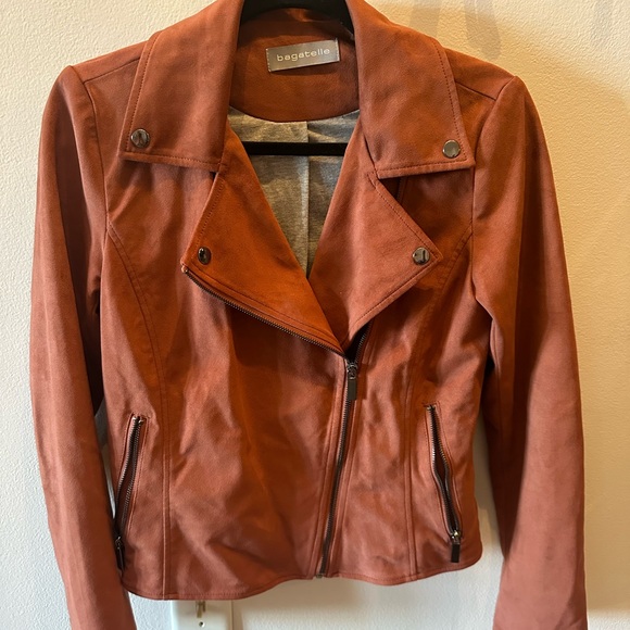 Bagatelle burnt orange faux suede moto jacket - Picture 4 of 5